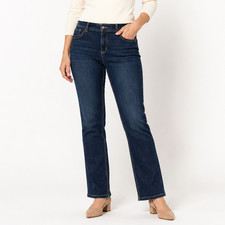 Chico  s So Slimming Jeans 1 M/8 Short Dark Wash Straight Leg Stretch Denim