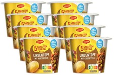 MAGGI 5 Minuten Terrine Linsentopf mit Kartoffeln, 8er Pack (8 x 49g) Mahlzeit