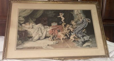 Antique Art Print Un Reve D Amour A Dream Of Love Francesco Vinea Cherubs