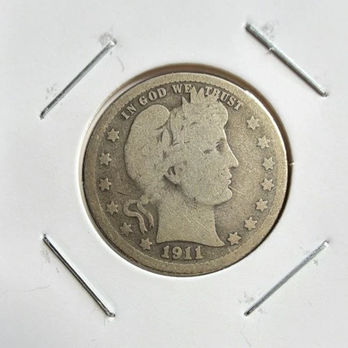1911 Barber Quarter Dollar 25¢ Silver Coin Circulated & Uncertified
