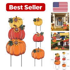 Garden Stakes 30.7 inches Red Metal Pumpkin Yard Signs for Fall Decor