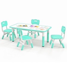 Multifunctional Toddler Table and Chairs Set for 4 Kids w/ Graffiti Desktop