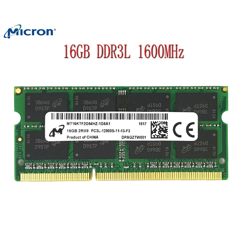 Für Micron 1x 16GB DDR3L 1600mhz PC3L-12800S 1,35V Laptop SODIMM Arbeitsspeicher RAM