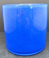 Vintage Hand-Blown Cobalt Blue Swirl Glass Votive Candle Holder Cylinder 4"