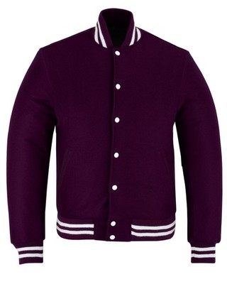 Varsity Baseball Retro All Wool Purple School College Letterman Unisex Jacket