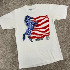 Vintage American Pride Chute 2 Shirt Horse Rodeo Western Size Medium USA 80s