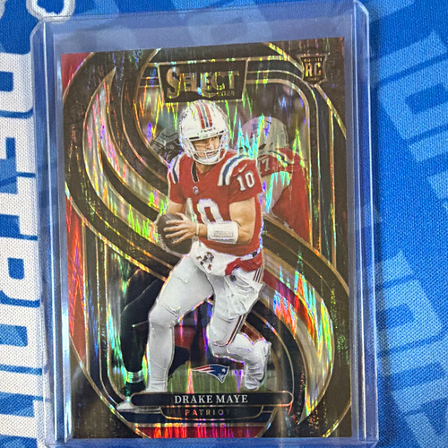 Panini 2024 Select Premier Level Drake Maye Black & Red Shock Prizm #113 RC