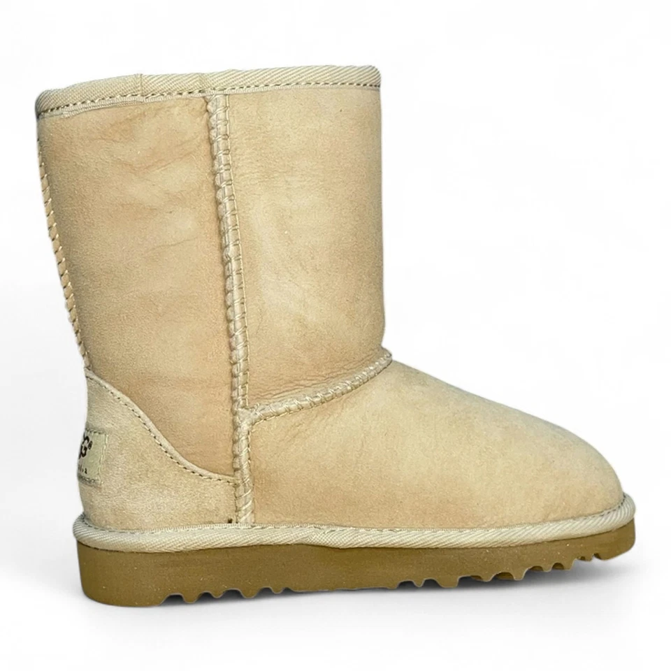 Toddler Ugg Classic Short Sheepskin Lined Winter Boots , Sand - Image 3 of 4