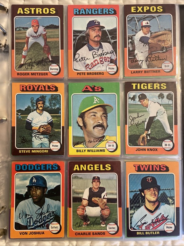 Topps 1975 Baseball Lot.  Set of Nine, EX-MT    *Set Break* Combined Shipping!