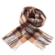 New Authentic Edinburgh 100 Lambswool Tartan Scarf Stewart Camel