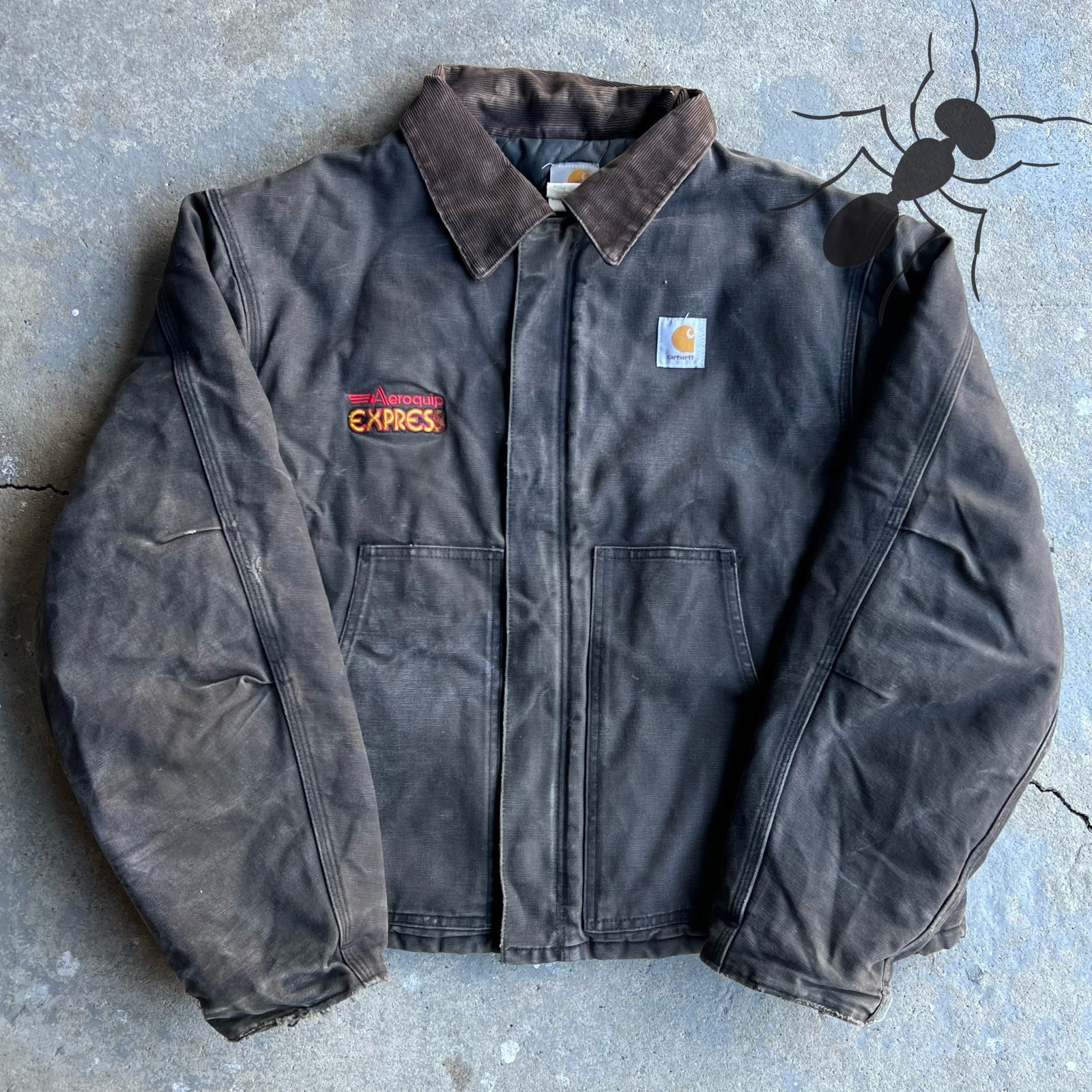 Vintage Y2K faded black carhartt arctic style work wear jacket