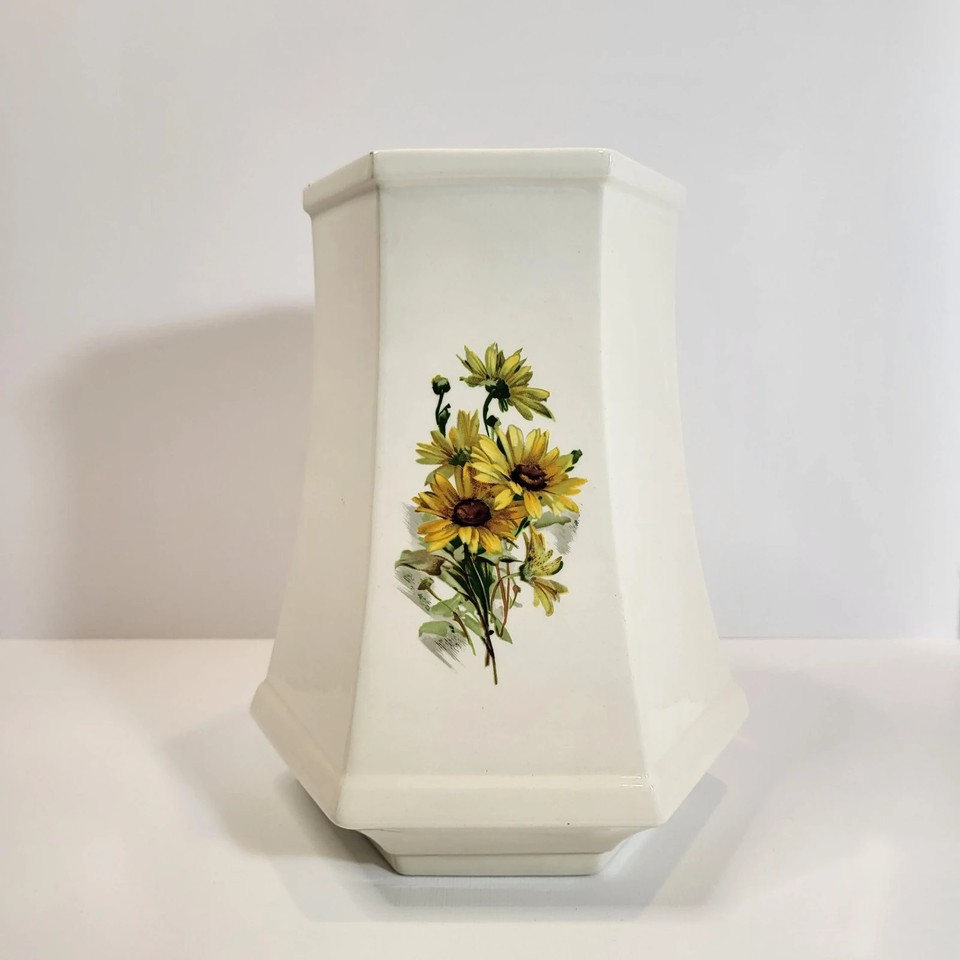 Vintage Paden City Hexagonal Vase, Sunflower Motif, Mid-Century Ceramic Bud Vase