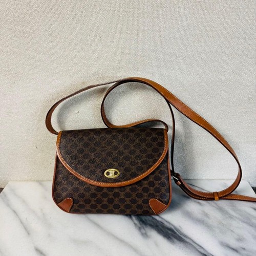 CELINE Macadam Shoulder Bag Brown Women's Used From Japan