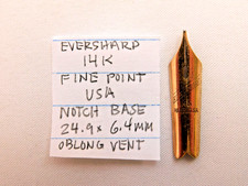 Nib Replacement: Eversharp, Fine Point, 24.9 x 6.4mm, Elipse Vent, 14K, NOS