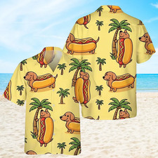 Funny Dachshund Hotdog Weiner Dog Vacation Aloha Summer Hawaiian Shirt