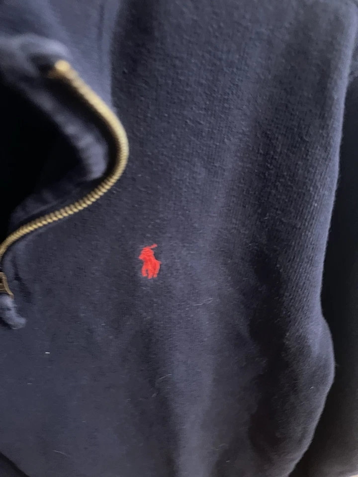 Polo Ralph Lauren Navy Blue/Red 1/4 Zip Sweater Shirt Boys Size Large 14/16 - Image 4 of 4