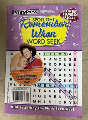 Penny Press ''Remember When'' Jumbo Special Word Seeks Magazine Dec. 2025
