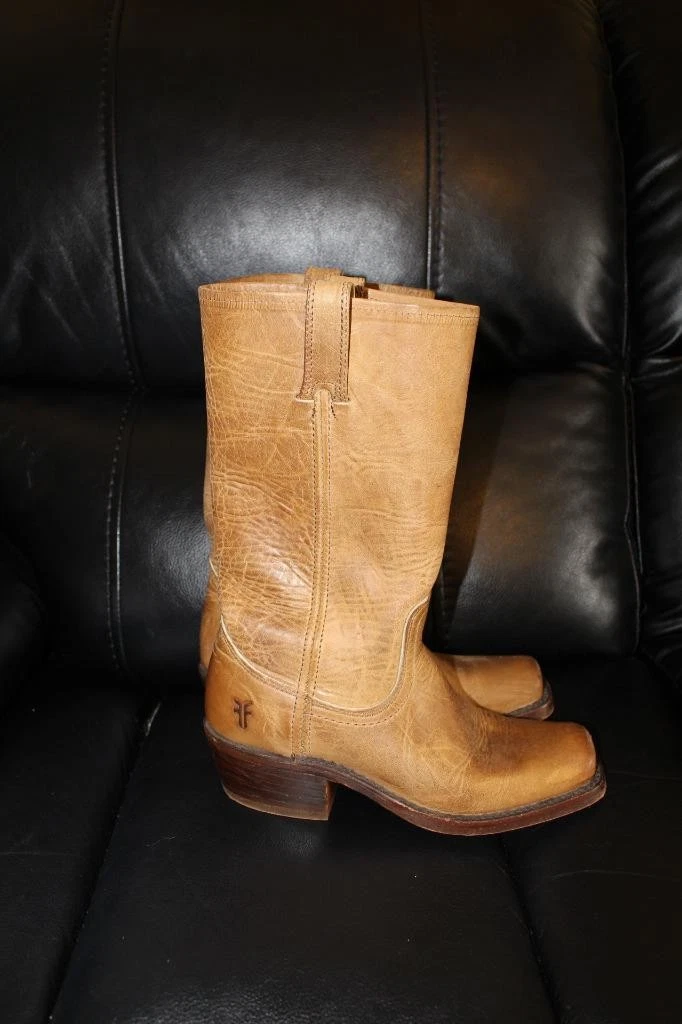 Bottes De Cowboy Frye En Cuir Beige Taille 10B - Fabriquées Aux USA, Occasion