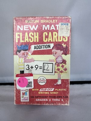 Vintage Milton Bradley  Addition Flash Cards 4591 Made in USA Math Arithmetic