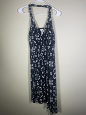 Soma Women's Black & White Floral Midi Tank Top Dress Flowy Stretch L Cozy