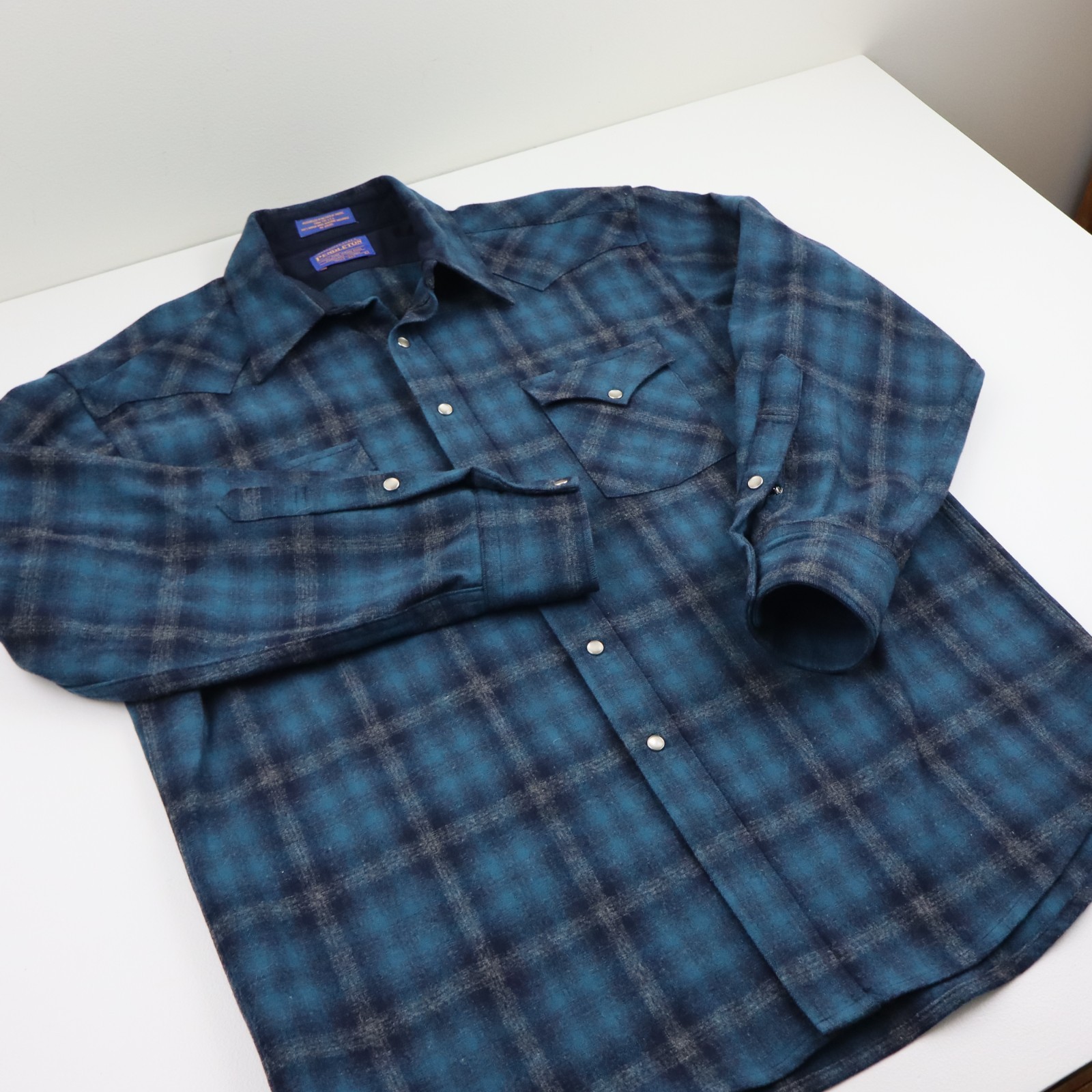 Vintage Pendleton Western Shadow Plaid Pearl Snap… - image 2