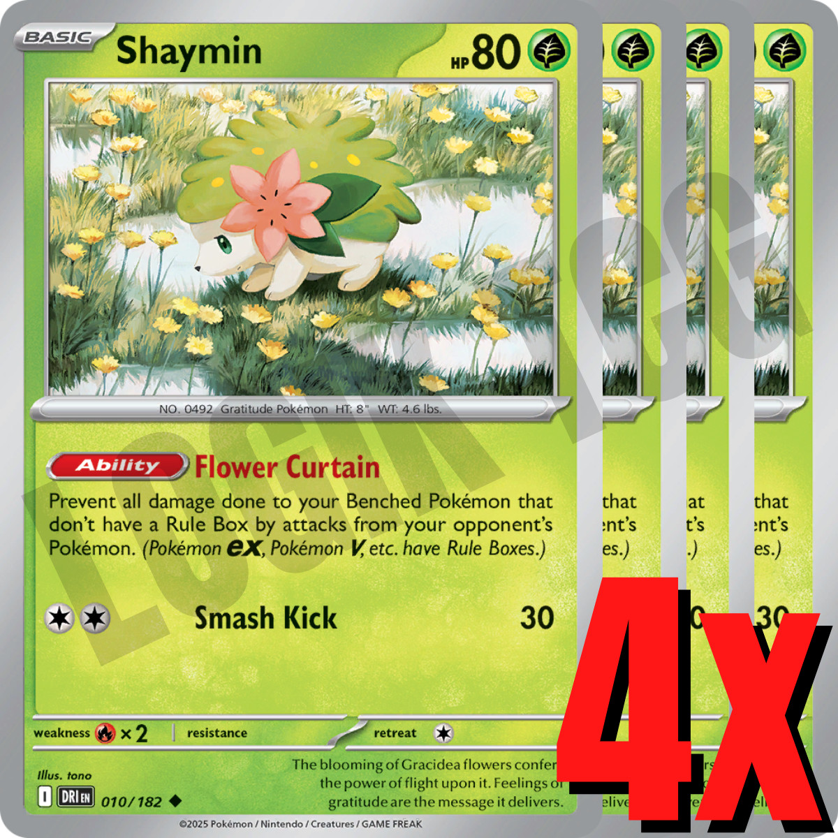 4x Shaymin 010/182 x4 - Destined Rivals - Pokemon TCG - Playset