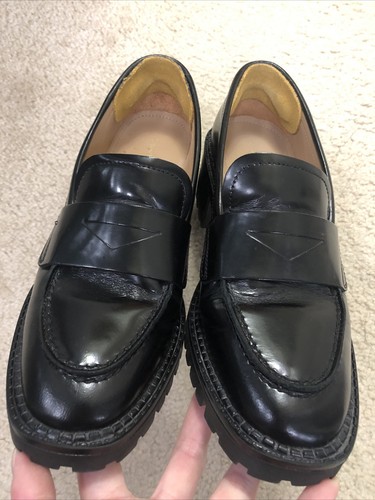 Other Stories Heeled Leather Penny Loafers Size 8 - Picture 7 of 7