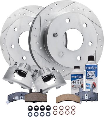 Front Drilled Rotors Brake Calipers Brakes Pads for GMC Tahoe Yukon K1500 K2500
