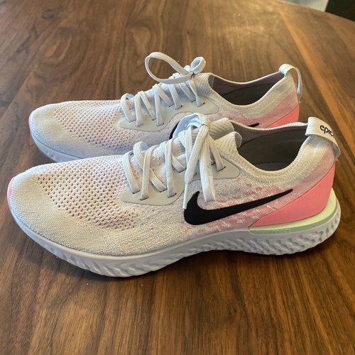 Nike Epic React Flyknit Running Shoes Size 11.5 White Pink AQ0067-007 Used