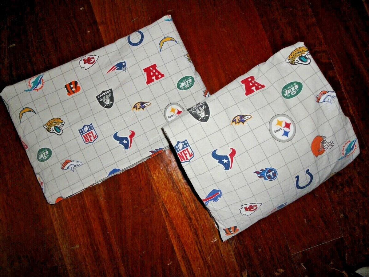 POTTERY BARN PB TEEN FOOTBALL AFC NFL GRAY RED BLACK 2PC FULL SHEET SET