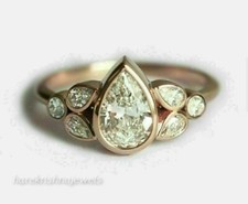 3CT Pear Shape Lab-Created Diamond Engagement Wedding Ring 14K Yellow Gold Over