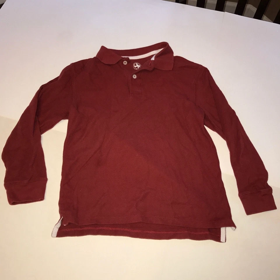 Camisa polo masculina manga longa cáqui J carmesim/borgonha tamanho pequeno 100% algodão - Imagem 2 de 4