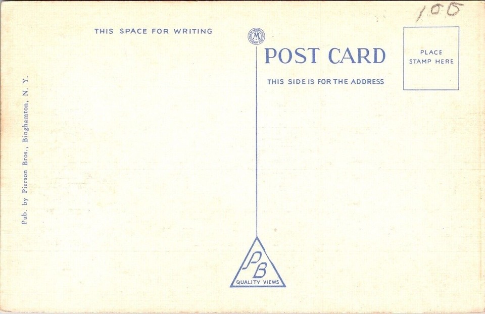 Memorial Park Bridge Binghamton NY New York Linen Postcard UNP VTG