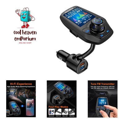 Upgrade Your Ride: Bluetooth FM Transmitter with 1.8'' Color Display and Dual USB