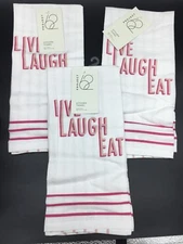 Project 62 Kitchen Cotton Fabric Towel Live Laugh Eat LOT OF 3 NEW