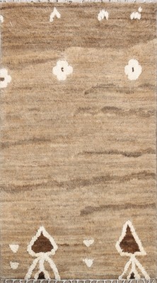 Thick-Plush Tribal Light Brown Moroccan Oriental Area Rug Hand-Knotted WOOL 4x6