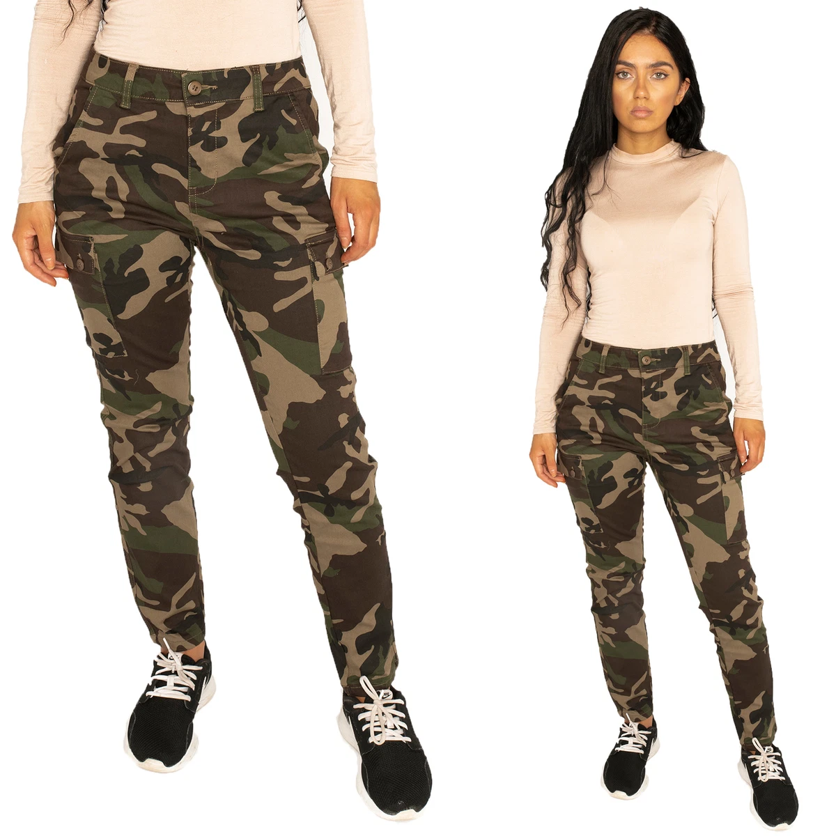 High Waist Camouflage Cargo Pants Camo Utility Combat Trousers