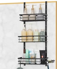 Over the Door Shower Caddy Adjustable Hanging Bathroom Organizer Rustproof Hook