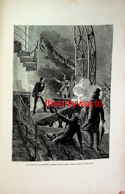 Letzter Kanonenschuss, Spitze des Eiffelturms, Paris, Buchillustration (Druck), 1895