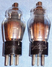 2 Type 38 Vacuum Tubes - 1930's Audio Power Pentodes for Vintage Radios
