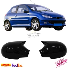 Wing Mirror Covers For Peugeot 206 1998-2012 Model Glossy Black Left & Right