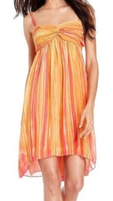 INC 'Sunkissed' ~ Orange Tie Dye Chiffon Babydoll Hi-Low Party Dress 0 NEW $99