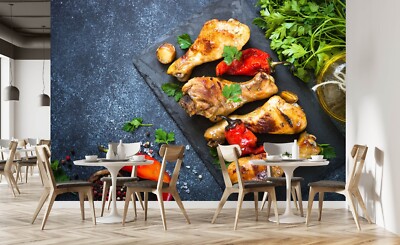 3D Grill Kebab Laden BBQ Q826 Tapete Wandgemälde Selbstklebend Kommerziell Panda