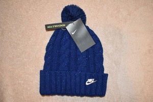 Nike Cable Knit Removable Pom Winter Cuffed Beanie Blue 925422 478 NWT | eBay