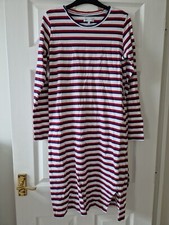 Next Maternity Stripe Shift Stretchy, Comfy Dress Size 12 With Belt 100% Cotton
