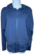 Lucy Zip Front Black Hooded Jacket Size Large