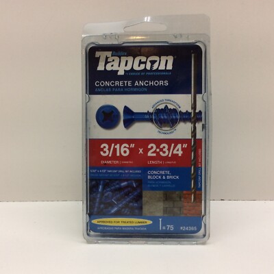 Buildex Tapco 24365 Concrete Anchors 3/16'' x 2-3/4'' 75 Pack