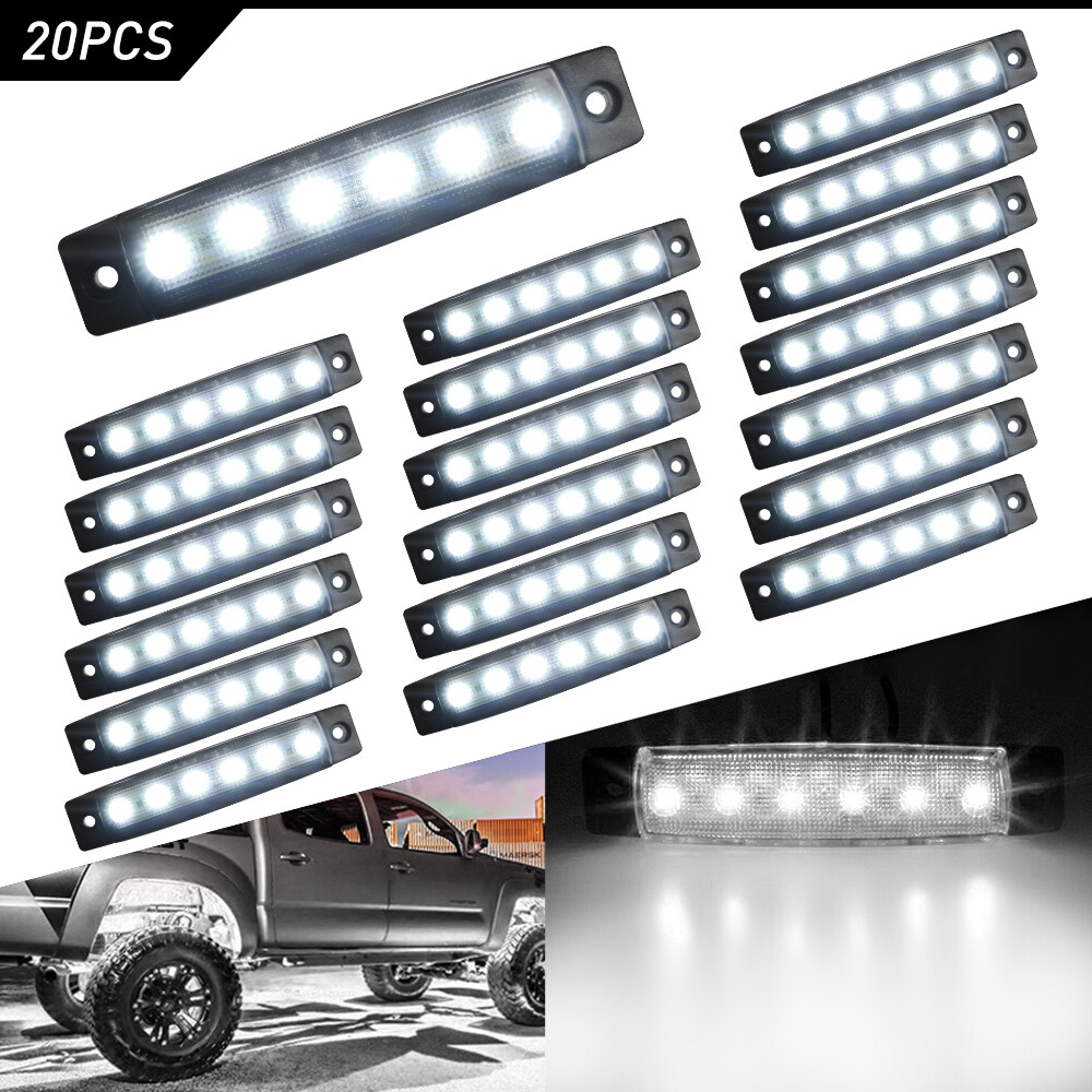 20x White 6LED Side Marker Trailer RV tail Clearance Lights For Truck lights NEW