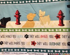 Wilmington Dog Wisdom Stripe Cotton Fabric By the Yard