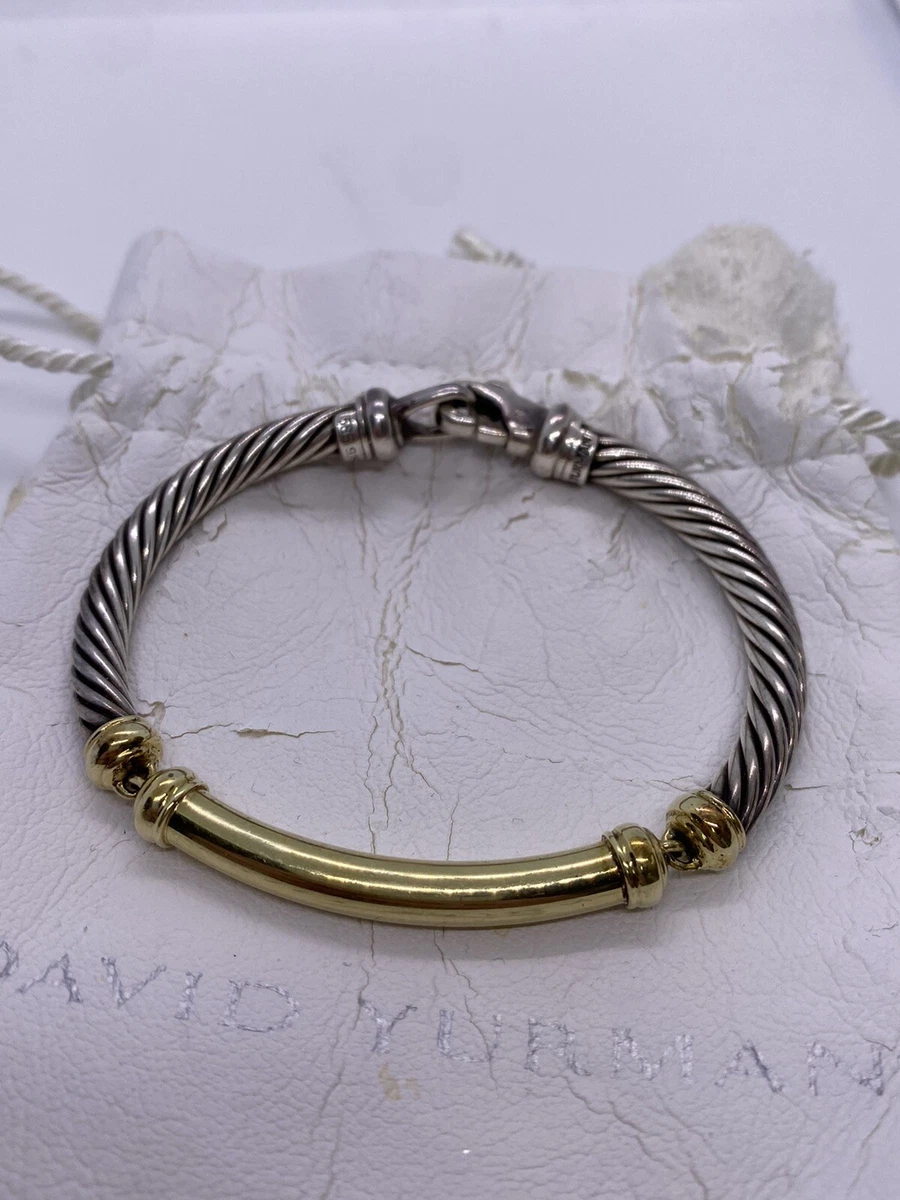 Ladies David Yurman 925 Silver 585 Gold Cable Bracelet
